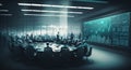 Sleek, modern conference room filled with bankers and financial experts. Generative AI