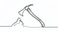 Minimalist Ice Axe and Mountain Range Continuous Line Art Royalty Free Stock Photo