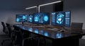 Modern Command Center with Multiple Monitors Royalty Free Stock Photo