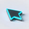 Futuristic neon glowing cursor icon on a clean minimalist background Royalty Free Stock Photo