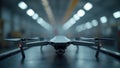Sleek Modern Drone on Industrial Background: Advanced Technology for Future Innovation Royalty Free Stock Photo