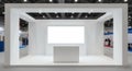 Empty Modern Exhibition Booth with Blank Screen and Counter Royalty Free Stock Photo