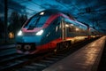 Sleek and modern high speed train rushing swiftly along the tracks with a blur effect Royalty Free Stock Photo