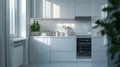 Sleek Modern Kitchen with Reflective Surfaces and Under-Cabinet Lighting. Generative ai