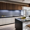 A sleek, modern kitchen with stainless steel appliances and minimalist design2, Generative AI