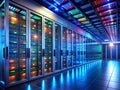 Sleek Modern LED Server Rack Console in a Pristine Data Center Architectural Photography Showcase Royalty Free Stock Photo
