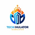 Sleek and modern logo design for a tech incubator, featuring innovative elements and futuristic aesthetic, Create a sleek and