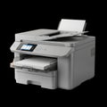 Modern multifunction printer on black background Royalty Free Stock Photo