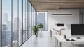Modern Open-Plan Office with Panoramic City View Royalty Free Stock Photo
