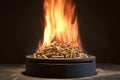 Sleek modern pellet stove emitting flames, ideal for home heating