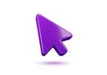 A sleek, modern purple computer mouse pointer icon with a glossy finish Royalty Free Stock Photo