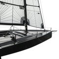 Sleek, modern sailboat with a black hull and deck, featuring streamlined design and Royalty Free Stock Photo