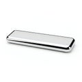 A sleek and modern silver rectangle object with rounded edges isolated on a white background Royalty Free Stock Photo