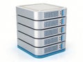 Modern Silver Server Rack Data Storage Network Technology Cloud Computing Five Units High AI generated. Royalty Free Stock Photo