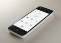 A sleek, modern smartphone displaying a user interface with icons for music, Royalty Free Stock Photo