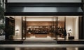 A sleek and modern storefront, with clean lines. Minimal architecture and design concept. Fashion, consumerism and shopping idea.