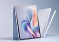Modern tablet with stylus pen on pastel background digital drawing and design concept Royalty Free Stock Photo