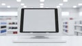 Modern Tablet Display with Blank Screen in Retail Setting Royalty Free Stock Photo