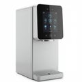 A sleek, modern water dispenser featuring a glossy black touchscreen interface with Royalty Free Stock Photo