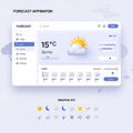 Modern weather forecast app interface design with icons Royalty Free Stock Photo