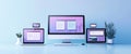 Modern Workstation with Multiple Devices Displaying Digital Content