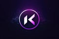 Sleek neon purple arrow emblem with cosmic background, symbolizing motion, direction, and futuristic concepts Royalty Free Stock Photo