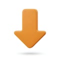 A sleek orange downward-pointing arrow icon with a modern three-dimensional design Royalty Free Stock Photo