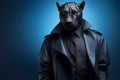 Sleek Panther with Detective\'s Trench Coat Portrait. Generative AI illustration