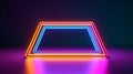 Sleek parallelogram frame with two-tone neon colors and 3D rendering