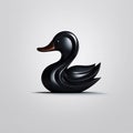 Sleek And Playful Black Duck Icon Design
