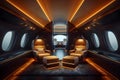 Concept Luxury Jet Design, Modern Aircraft Sleek Private Jet Interior Comfort Meets Modern Luxury