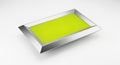 Sleek rectangular metal tray with a vibrant lime green base Royalty Free Stock Photo