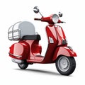 Sleek Red Moped: Detailed Shading, Polished Design, 3d Advertising Art