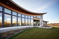 sleek ribbon windows curving with prairie hillside home