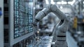 Sleek robotic arm operates in advanced tech facility