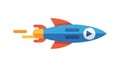Sleek Rocket Ship with Play Button Icon on Side, vector design Generative AI Royalty Free Stock Photo