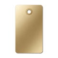 A sleek and shiny gold-colored rectangular object with a hole at the top Royalty Free Stock Photo