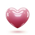 A sleek and shiny pink heart shape with a glossy finish and soft shadow underneath Royalty Free Stock Photo