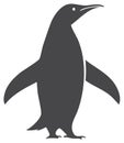 Sleek Silhouette of a Standing Penguin Facing Left with Flippers Out Royalty Free Stock Photo