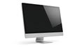 Sleek silver all-in-one computer with a blank black screen on white monitor display Royalty Free Stock Photo
