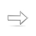 Arrow icon graphic silver metallic direction pointer right navigation sign symbol on white background image design Royalty Free Stock Photo