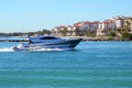 Sleek Silver Cabin Cruiser Royalty Free Stock Photo