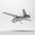 Sleek Silver Drone Aircraft with Propellers and Camera on White Background unmanned aerial vehicle Royalty Free Stock Photo