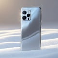 Sleek Silver Flagship Smartphone with Triple Camera Royalty Free Stock Photo