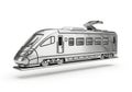 Sleek silver high speed train model on white background Royalty Free Stock Photo