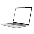 Sleek silver laptop with a backlit keyboard open on a white surface Royalty Free Stock Photo