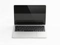 Modern silver laptop with black keyboard and screen isolated on white background Royalty Free Stock Photo