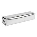A sleek silver metal box with a hinged lid on a white background Royalty Free Stock Photo