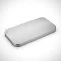 Silver rectangular container with rounded edges isolated on white background Royalty Free Stock Photo
