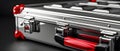 Sleek Silver Toolbox with Red Accents - Ready for Any Task. Concept Tool Organization, Functional